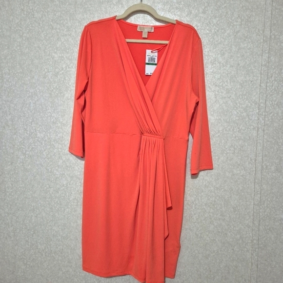 Michael Kors Dresses & Skirts - NWT Michael Kors Coral Midi Dress 3/4 Sleeve..SIZE:L